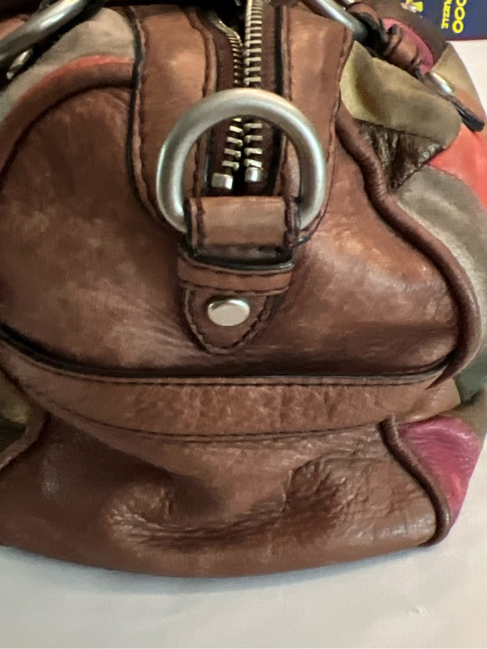 Fossil Multicolor Patchwork Leather Satchel - Brown Multi - Picture 8 of 15